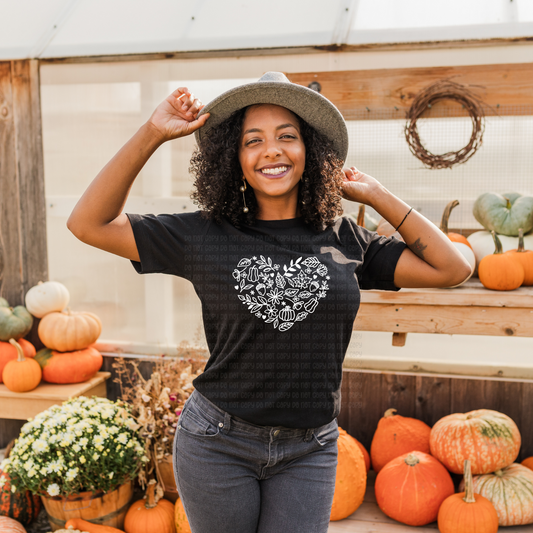 Fall heart, white - DTF