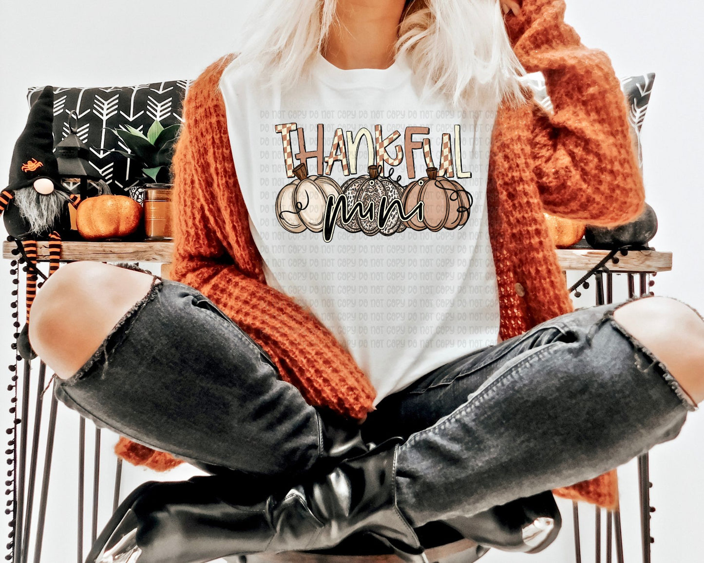 Thankful mini neutral pumpkins - DTF